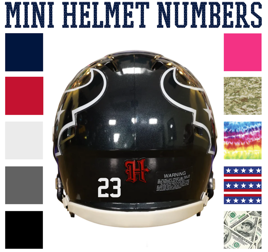 Houston Texans Jersey Style Vinyl Number Decal Sheet Set of 50 #0-9 - Pick Color & Size