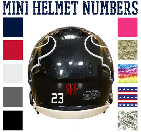 Houston Texans Jersey Style Vinyl Number Decal Sheet Set of 50 #0-9 - Pick Color & Size