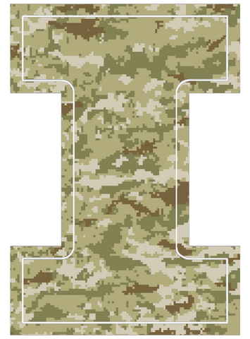 Illinois Fighting Illini Team Logo Salute to Service Camouflage Camo Vinyl Decal PICK SIZE