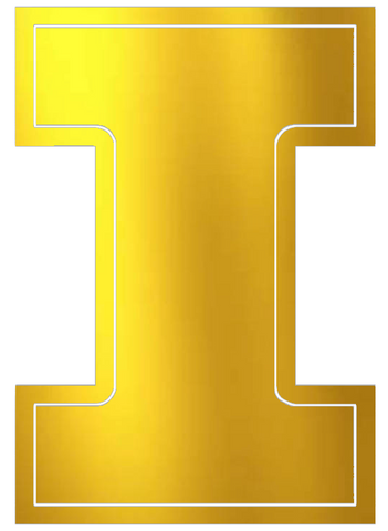 Illinois Fighting Illini GOLD CHROME MIRROR Team Logo Premium DieCut Vinyl Decal PICK SIZE