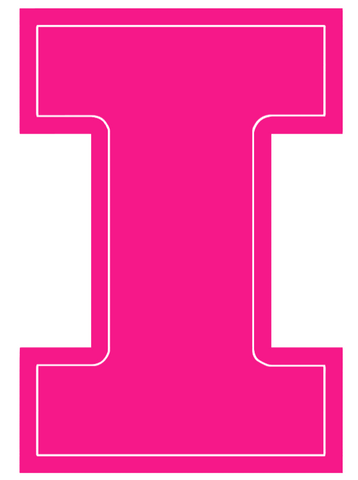 Illinois Fighting Illini Hot Pink Team Logo Premium DieCut Vinyl Decal PICK SIZE
