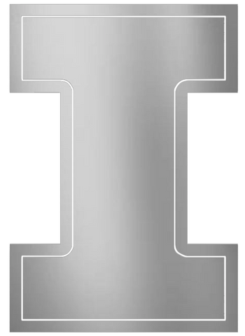 Illinois Fighting Illini SILVER CHROME MIRROR Team Logo Premium DieCut Vinyl Decal PICK SIZE
