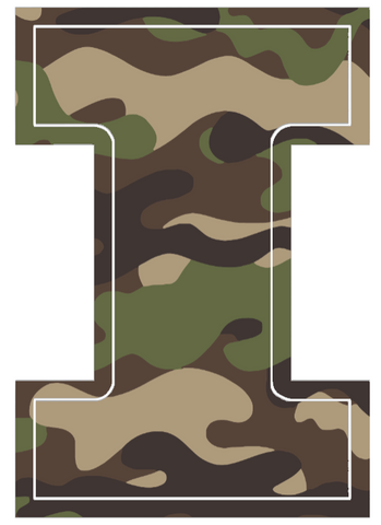 Illinois Fighting Illini Woodland Camo Camouflage Team Logo Premium DieCut Vinyl Decal PICK SIZE