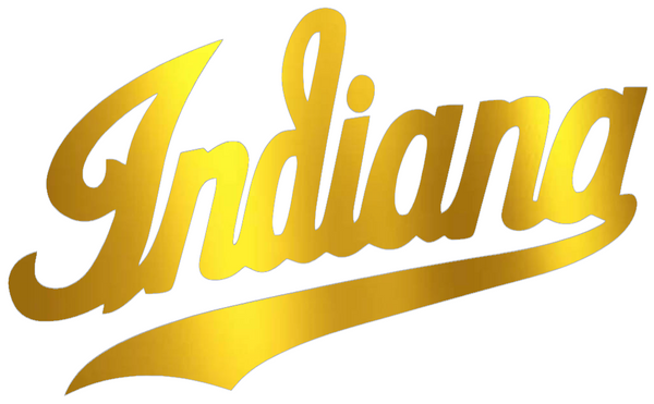 Indiana Hoosiers GOLD CHROME MIRROR Script Team Name Logo Premium DieCut Vinyl Decal PICK SIZE