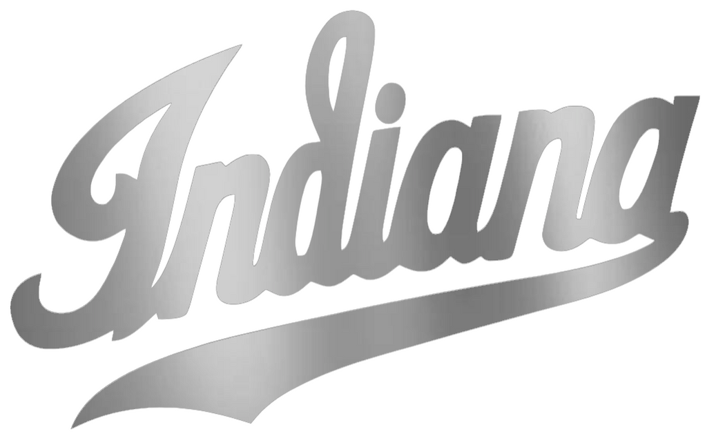 Indiana Hoosiers SILVER CHROME MIRROR Script Team Name Logo Premium DieCut Vinyl Decal PICK SIZE