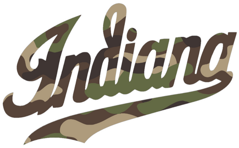 Indiana Hoosiers Woodland Camo Camouflage Script Team Name Logo Premium DieCut Vinyl Decal PICK SIZE