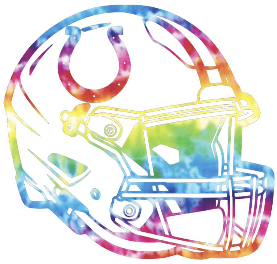 Indianapolis Colts Crucial Catch Cancer Football Helmet Tie Dye Vinyl Decal PICK SIZE
