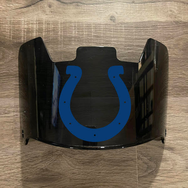 Indianapolis Colts Full Size Football Helmet Visor Shield Blck Dark Tint w/ Clips - PICK LOGO COLOR