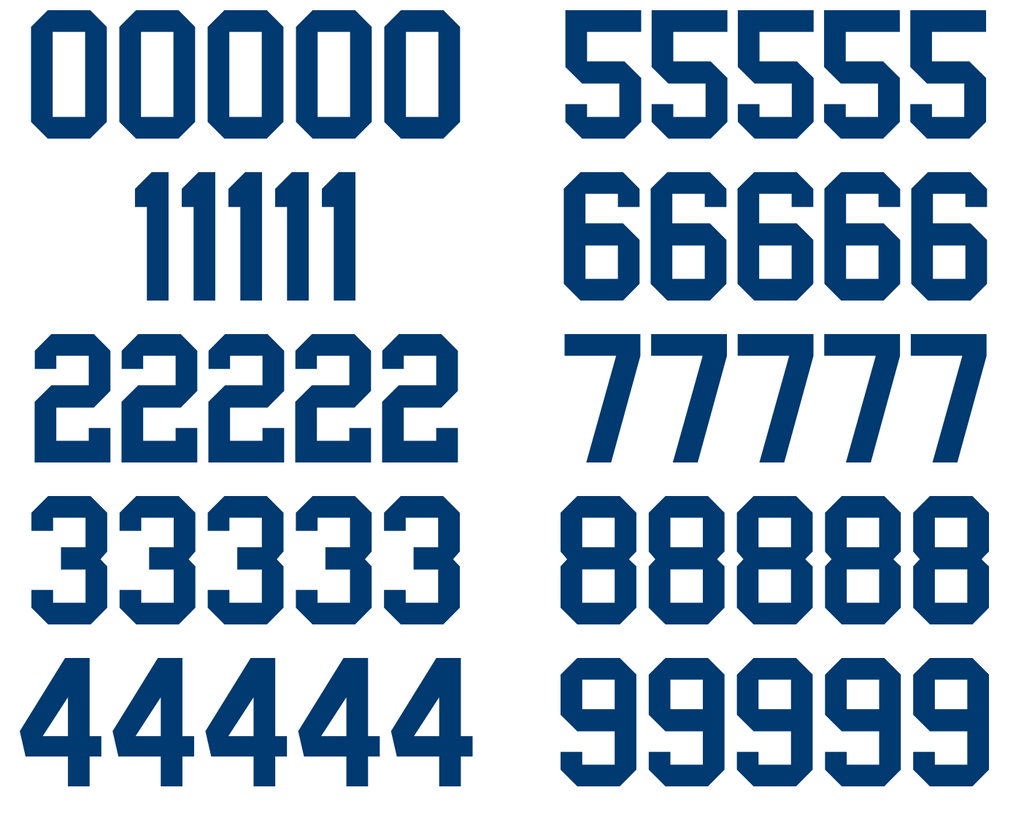 Indianapolis Colts Jersey Style Vinyl Number Decal Sheet Set of 50 #0-9 - Pick Color & Size