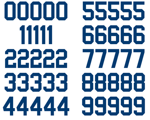 Indianapolis Colts Jersey Style Vinyl Number Decal Sheet Set of 50 #0-9 - Pick Color & Size