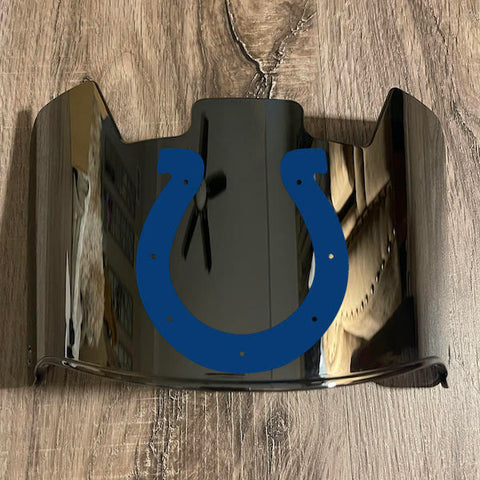 Indianapolis Colts Full Size Football Helmet Visor Shield Silver Chrome Mirror w/ Clips - PICK LOGO COLOR