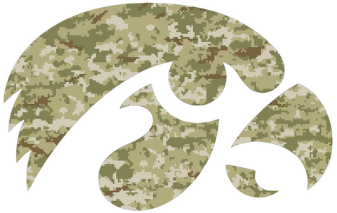 Iowa Hawkeyes Team Logo Salute to Service Camouflage Camo Vinyl Decal PICK SIZE