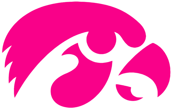 Iowa Hawkeyes Hot Pink Team Logo Premium DieCut Vinyl Decal PICK SIZE