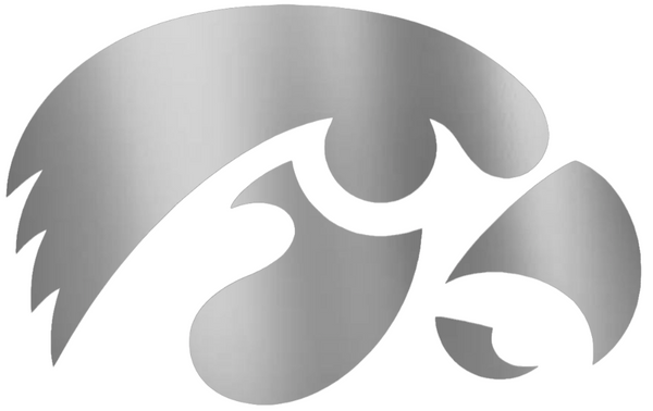 Iowa Hawkeyes SILVER CHROME MIRROR Team Logo Premium DieCut Vinyl Decal PICK SIZE