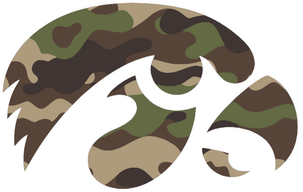 Iowa Hawkeyes Woodland Camo Camouflage Team Logo Premium DieCut Vinyl Decal PICK SIZE