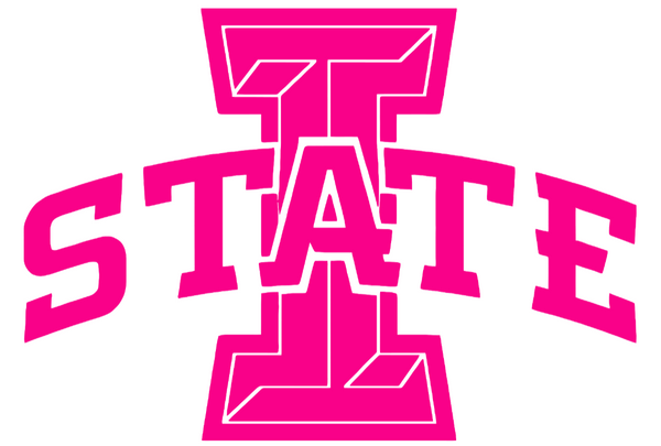 Iowa State Cyclones Hot Pink Team Logo Premium DieCut Vinyl Decal PICK SIZE