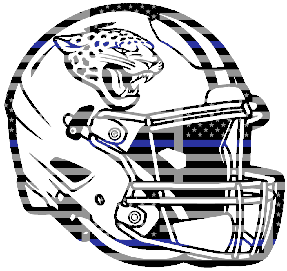 Jacksonville Jaguars Football Helmet Thin Blue Line American Flag Premium DieCut Vinyl Decal PICK SIZE