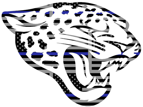 Jacksonville Jaguars Thin Blue Line Team Logo American Flag Premium DieCut Vinyl Decal PICK SIZE