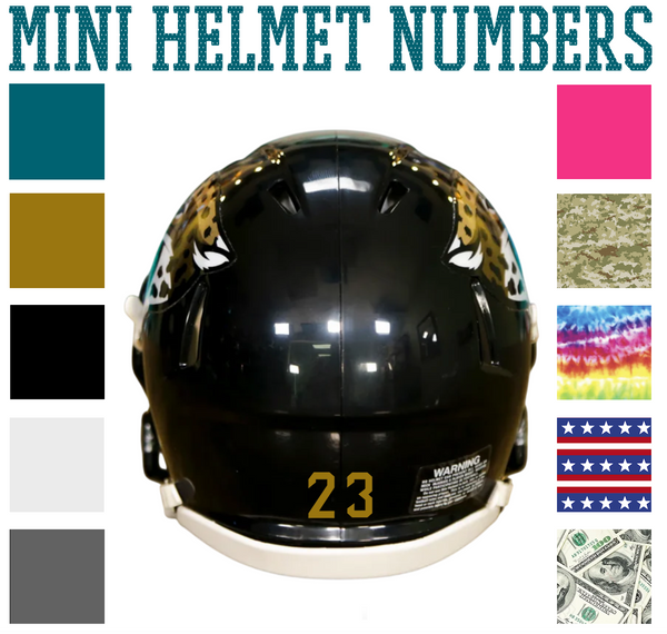 Jacksonville Jaguars Jersey Style Vinyl Number Decal Sheet Set of 50 #0-9 - Pick Color & Size