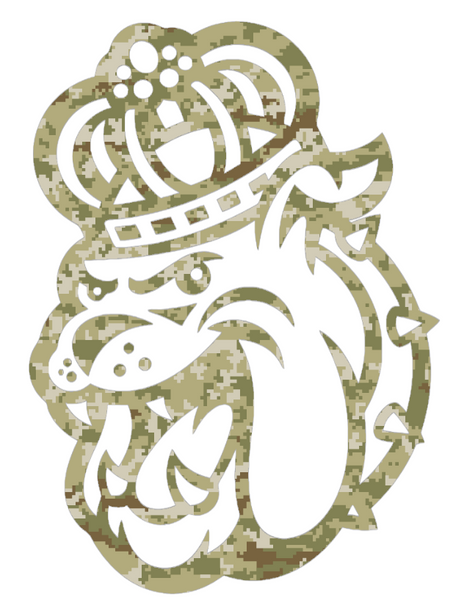 James Madison Dukes Mascot Head Logo Salute to Service Camouflage Camo Vinyl Decal PICK SIZE