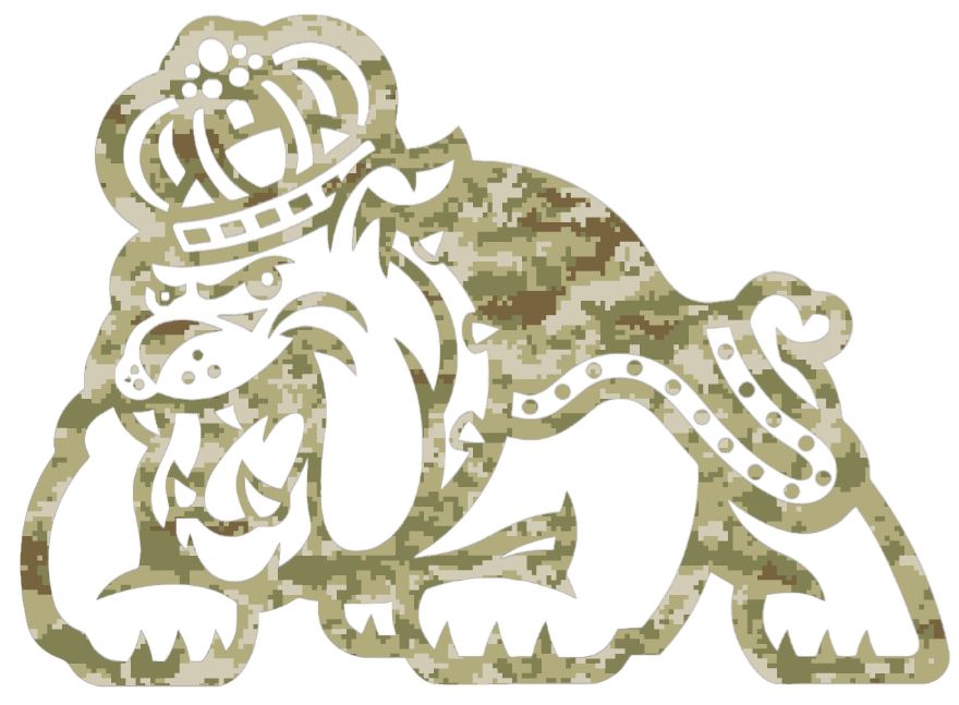 James Madison Dukes Mascot Logo Salute to Service Camouflage Camo Vinyl Decal PICK SIZE