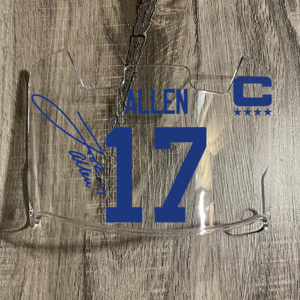 Josh Allen Buffalo Bills Custom Full Size Football Helmet Visor Shield w/ Clips - PICK VISOR & LOGO COLOR