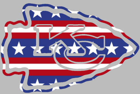 Kansas City Chiefs Stars & Stripes Team Logo USA American Flag Vinyl Decal PICK SIZE