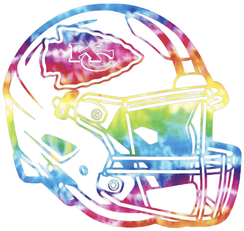 Kansas City Chiefs Crucial Catch Cancer Football Helmet Tie Dye Vinyl Decal PICK SIZE