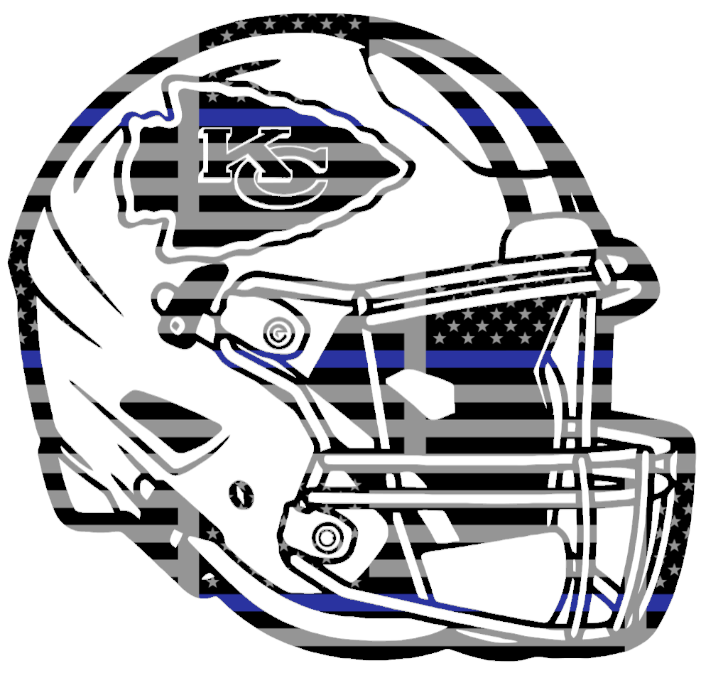 Kansas City Chiefs Football Helmet Thin Blue Line American Flag Premium DieCut Vinyl Decal PICK SIZE