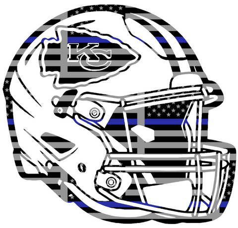 Kansas City Chiefs Football Helmet Thin Blue Line American Flag Premium DieCut Vinyl Decal PICK SIZE