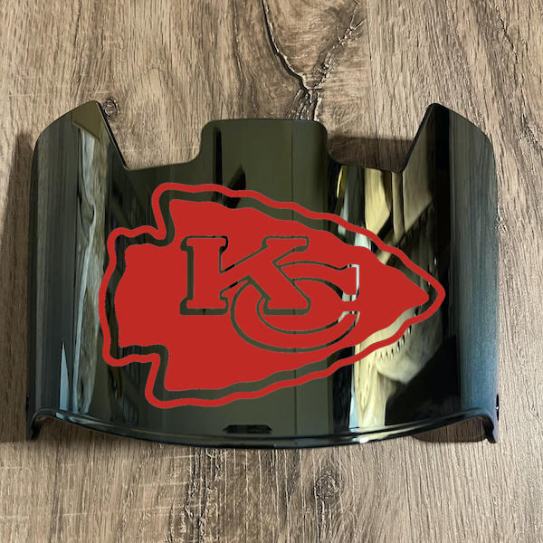 Kansas City Chiefs Full Size Football Helmet Visor Shield Gold Iridium Mirror w/ Clips - PICK LOGO COLOR