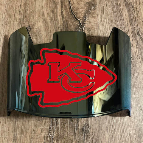 Kansas City Chiefs Full Size Football Helmet Visor Shield Gold Iridium Mirror w/ Clips - PICK LOGO COLOR
