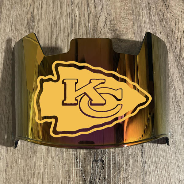 Kansas City Chiefs Full Size Football Helmet Visor Shield Red Iridium Mirror w/ Clips - PICK LOGO COLOR
