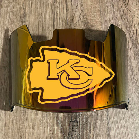 Kansas City Chiefs Full Size Football Helmet Visor Shield Red Iridium Mirror w/ Clips - PICK LOGO COLOR
