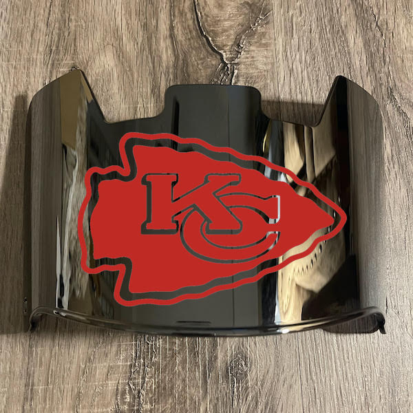 Kansas City Chiefs Full Size Football Helmet Visor Shield Silver Chrome Mirror w/ Clips - PICK LOGO COLOR