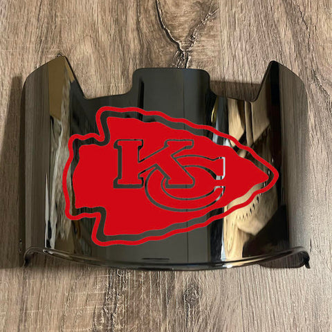 Kansas City Chiefs Full Size Football Helmet Visor Shield Silver Chrome Mirror w/ Clips - PICK LOGO COLOR
