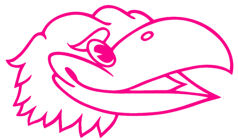Kansas Jayhawks Hot Pink Alternate Team Logo Premium DieCut Vinyl Decal PICK SIZE