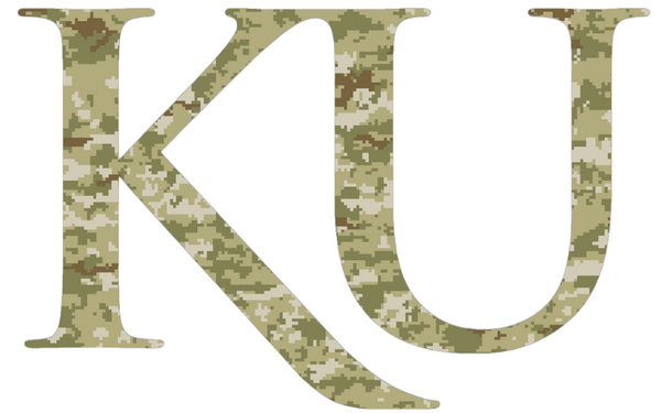 Kansas Jayhawks KU Logo Salute to Service Camouflage Camo Vinyl Decal PICK SIZE