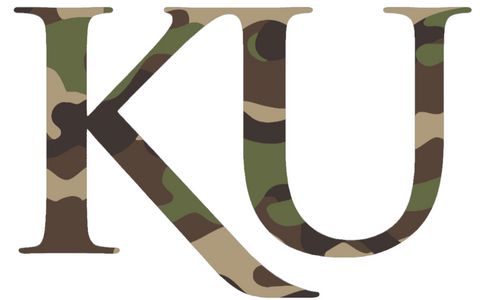 Kansas Jayhawks Woodland Camo Camouflage KU Logo Premium DieCut Vinyl Decal PICK SIZE