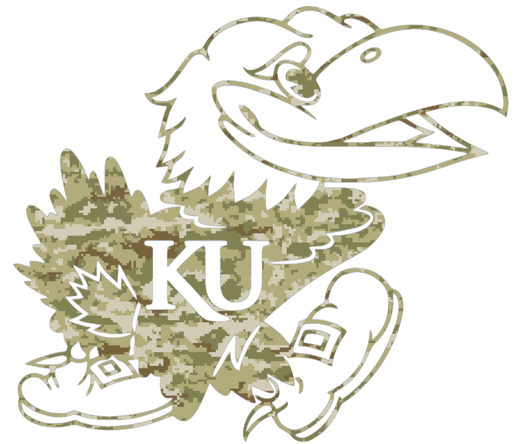 Kansas Jayhawks Team Logo Salute to Service Camouflage Camo Vinyl Decal PICK SIZE