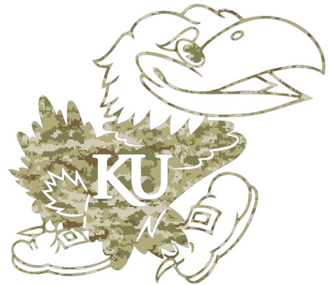 Kansas Jayhawks Team Logo Salute to Service Camouflage Camo Vinyl Decal PICK SIZE