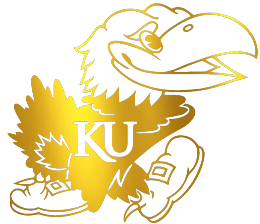 Kansas Jayhawks GOLD CHROME MIRROR Team Logo Premium DieCut Vinyl Decal PICK SIZE