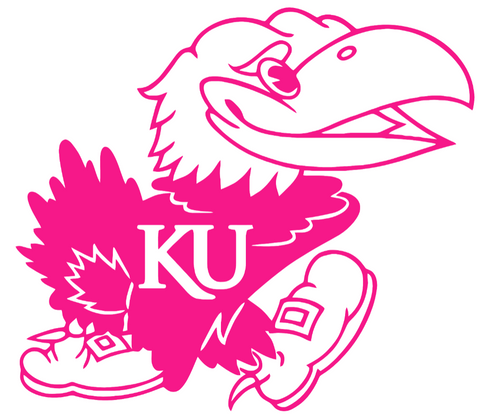 Kansas Jayhawks Hot Pink Team Logo Premium DieCut Vinyl Decal PICK SIZE