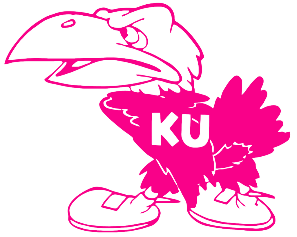 Kansas Jayhawks Hot Pink Retro Throwback Logo Premium DieCut Vinyl Decal PICK SIZE