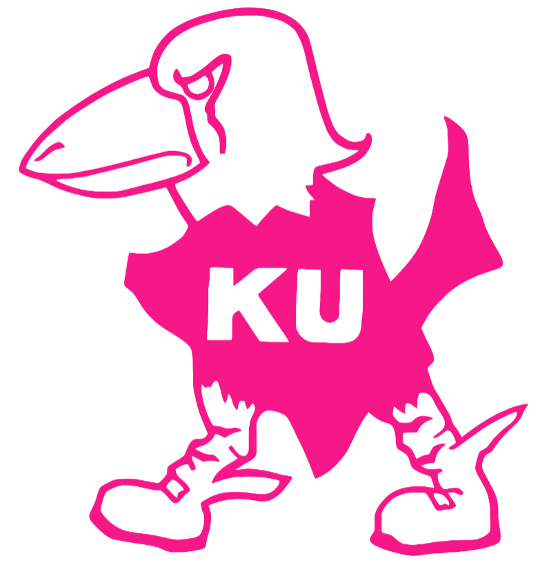 Kansas Jayhawks Hot Pink Retro Throwback Logo Premium DieCut Vinyl Decal PICK SIZE