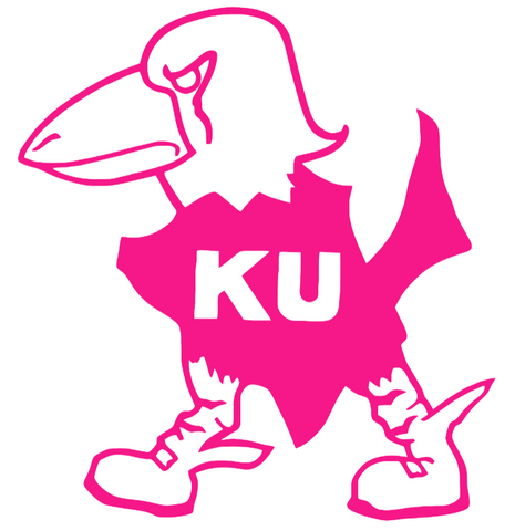 Kansas Jayhawks Hot Pink Retro Throwback Logo Premium DieCut Vinyl Decal PICK SIZE