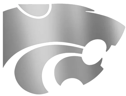 Kansas State Wildcats SILVER CHROME MIRROR Team Logo Premium DieCut Vinyl Decal PICK SIZE