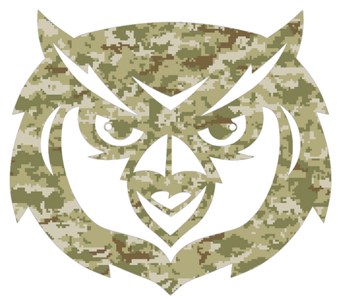 Kennesaw State Owls Mascot Logo Salute to Service Camouflage Camo Vinyl Decal PICK SIZE