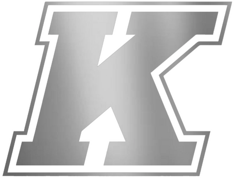 Kent State Golden Flashes SILVER CHROME MIRROR K Logo Premium DieCut Vinyl Decal PICK SIZE