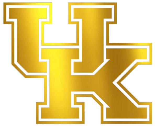 Kentucky Wildcats GOLD CHROME MIRROR Team Logo Premium DieCut Vinyl Decal PICK SIZE